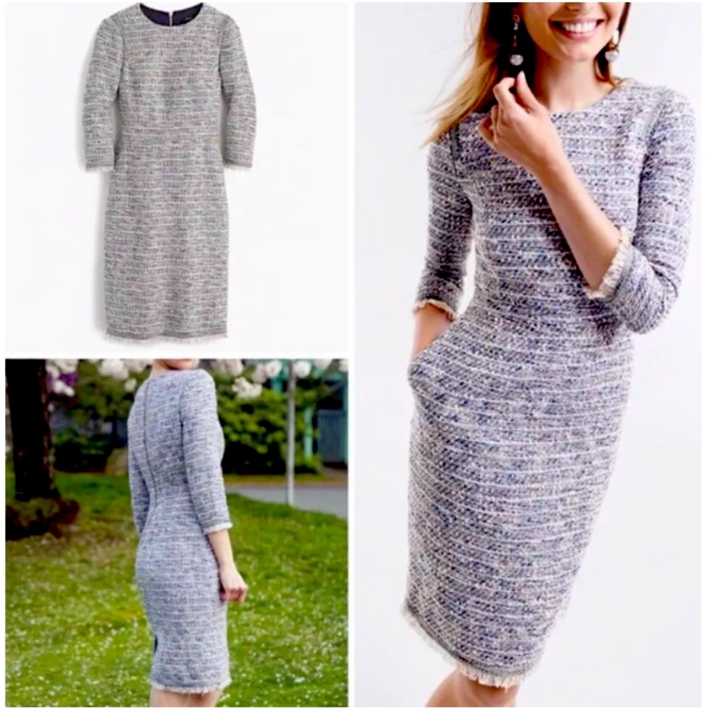 J. Crew Heathered Black/White Tweed Sheath Dress